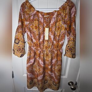 Speed Control Nohemian Paisley Off-Shoulder Or On Dress NWT
